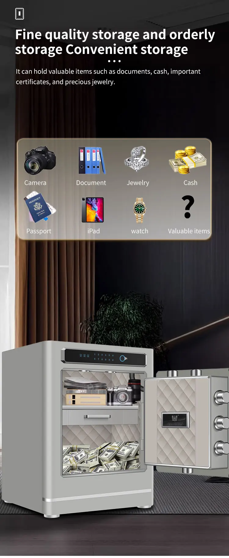 CEQSAFE High-end Hotel Office Home Safe TUYA APP WIFI Anti-Theft Intelligent Alarm Password Safe Box manufacture