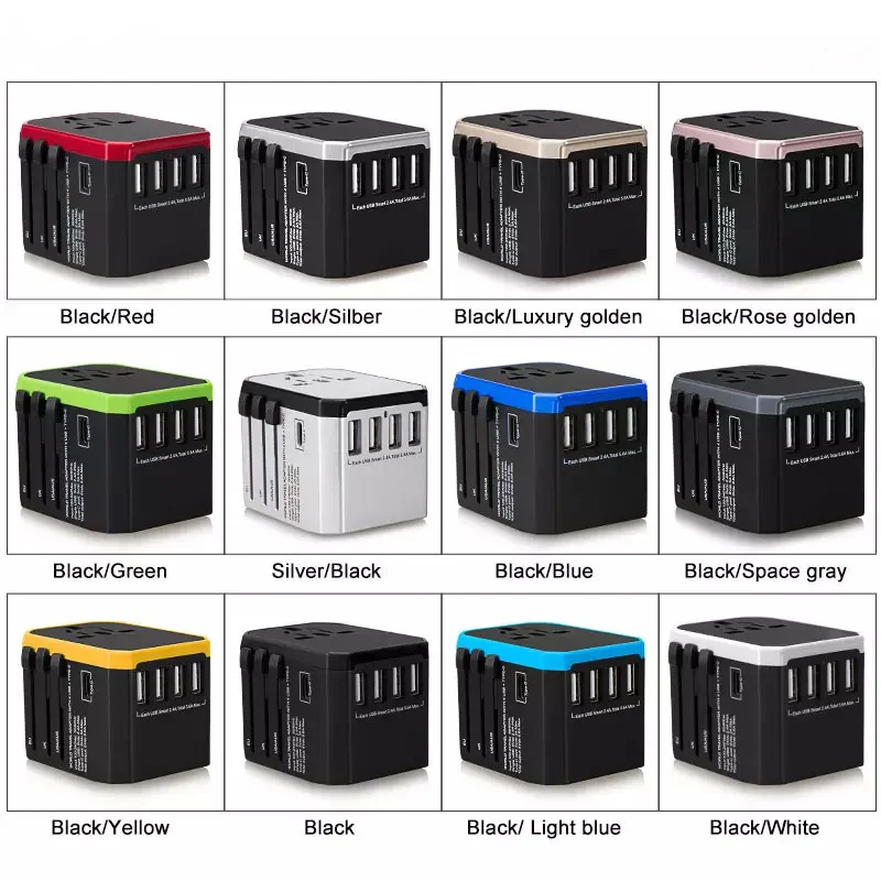 Smart Travel Adapter International Plug Adaptor Wall USB Type C Charger AC Power for USA EU UK AU US