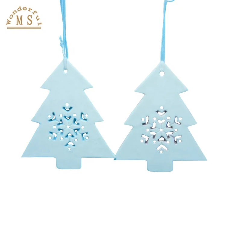 Durable and hard long-lasting using Hanging Ceramic Christmas Tree Ornament with 6pcs design and color for your holiday party