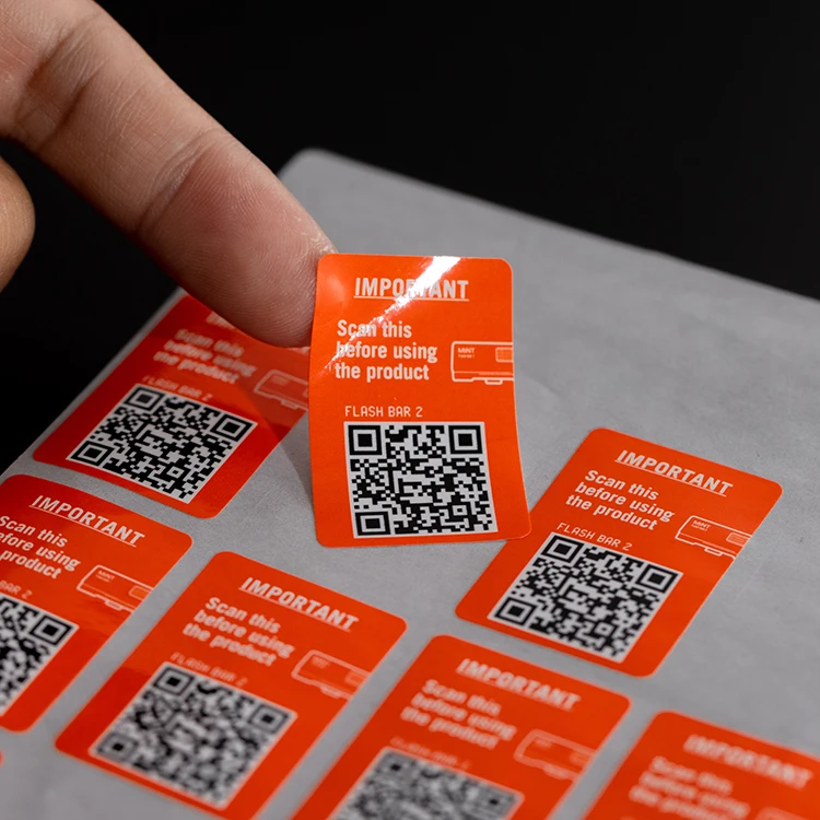 Custom Brand QR Code Label Stickers Printing Wholesale Red Self-Adhesive Vinyl Stickers Sheet