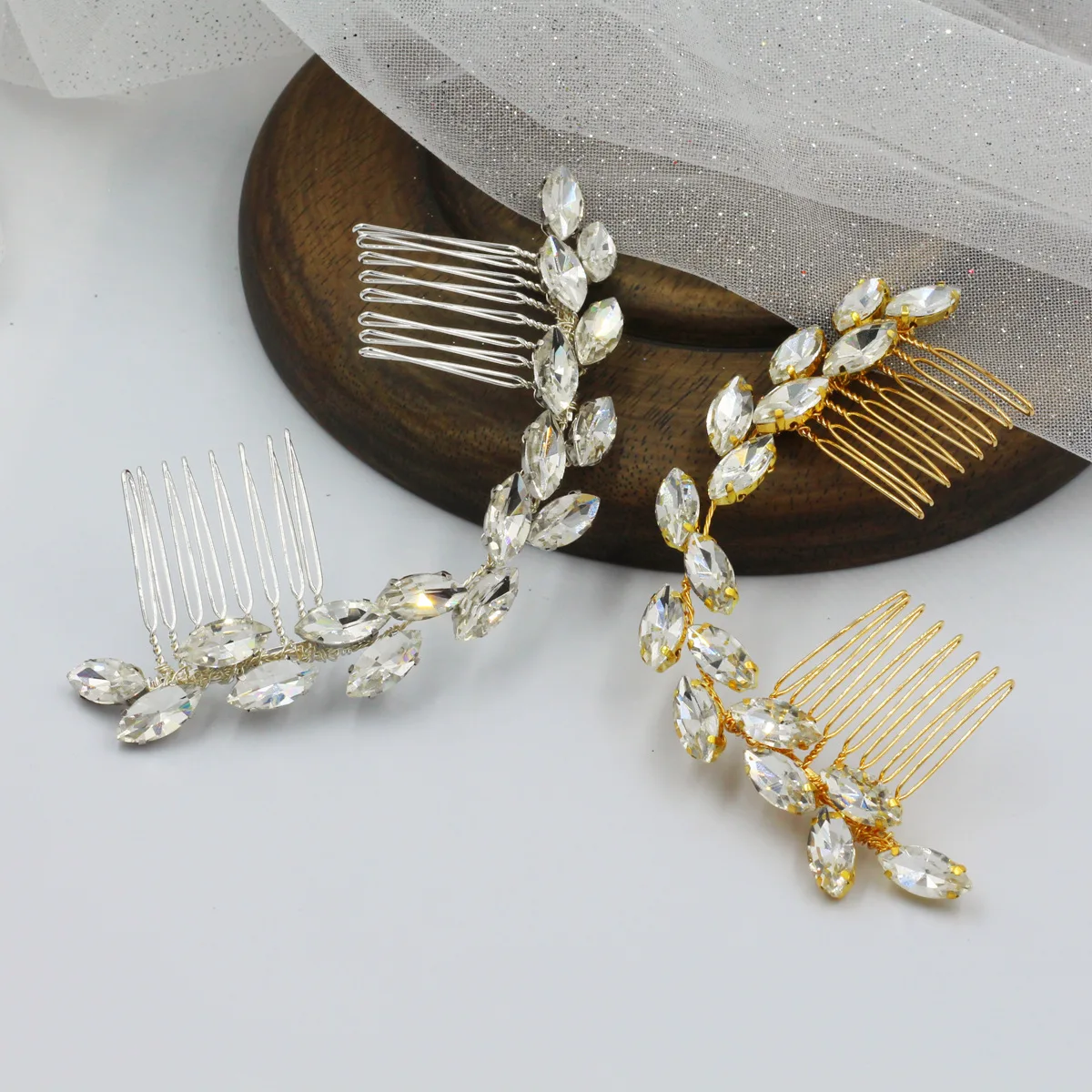 Новое поступление 2022, свадебная расческа для волос «конский глаз» со стразами, свадебные аксессуары для волос оптом для женщин