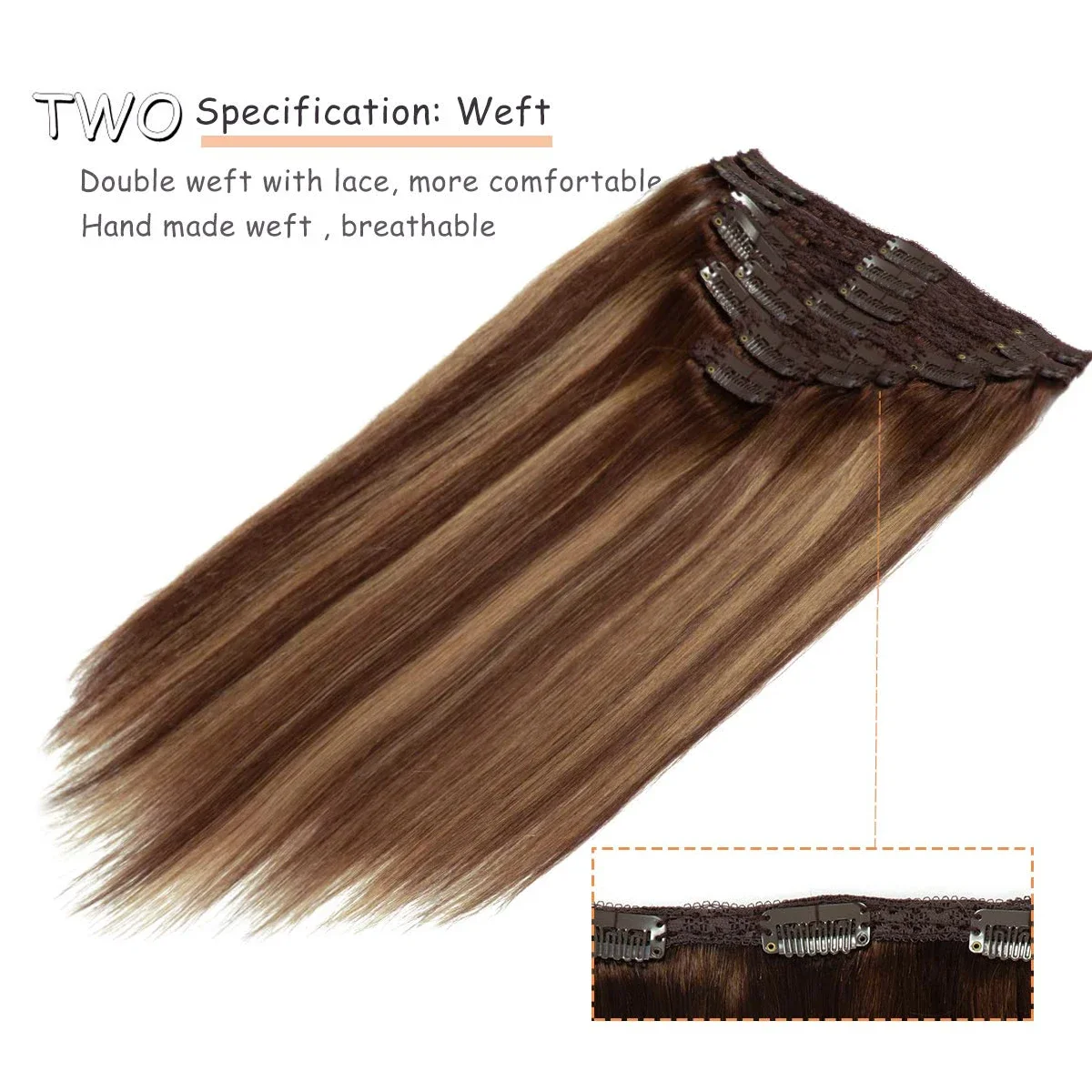 8 pezzi/pacco brasiliani P4/27 clip in estensioni per capelli umani per donne 120G capelli morbidi_voghion.com