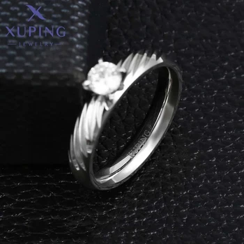 13998 XUPING JEWELRY Stainless Steel Jewelry Fashion Ring Couple Fine Rings Single Zircon Custom Simple Ring