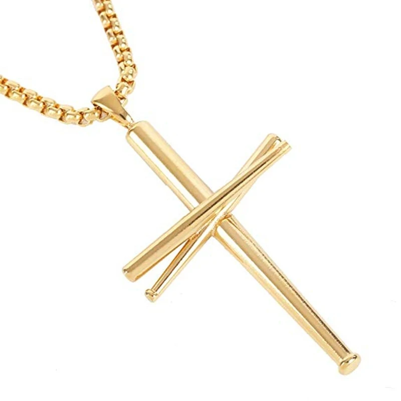 Buy Mens Necklace,Baseball Bat Cross 