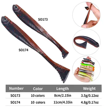 Wholesale SO173/SO174 8cm/3.5g 11cm/4.8g Artificial Soft Plastic Baits Fishing Lures with T Tail for Ice Saltwater & Fly Fishing – Soft Lure – view 4
