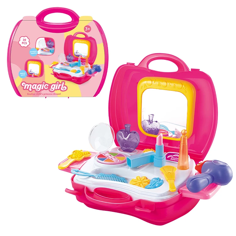 Girls Cosmetic Pretend Role Play Portable Suitcase Plastic Girls Toy