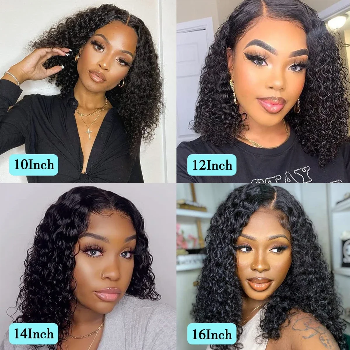 Deep Wave Bob Wig 180 Density T Part Lace Frontal Human Hair Peruvian Remy Curly Short Bob Wig_voghion.com