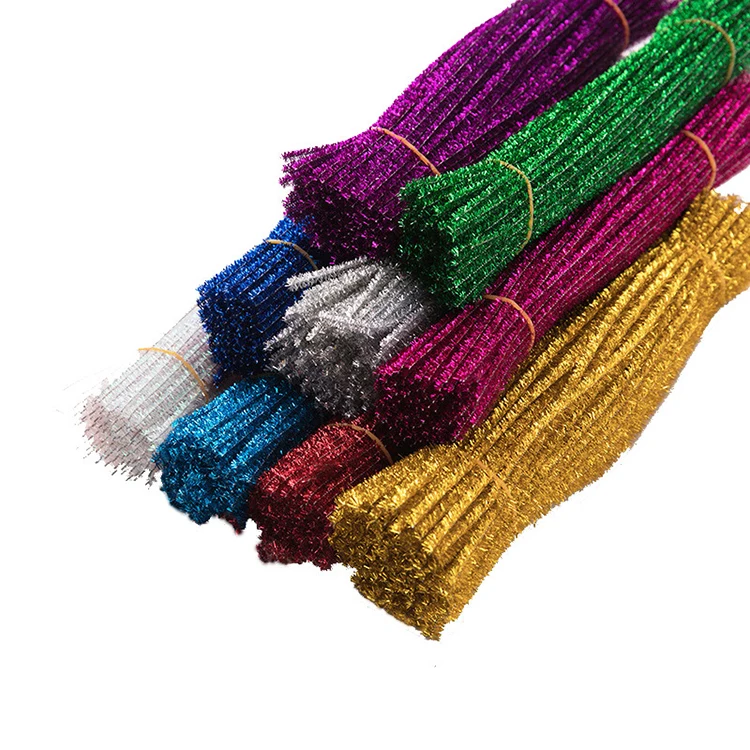 Assorted Color DIY Art Pipe Cleaners and Chenille Stems Unisex Soft Craft Supplies with Plastic Handle for Kids' Crafting