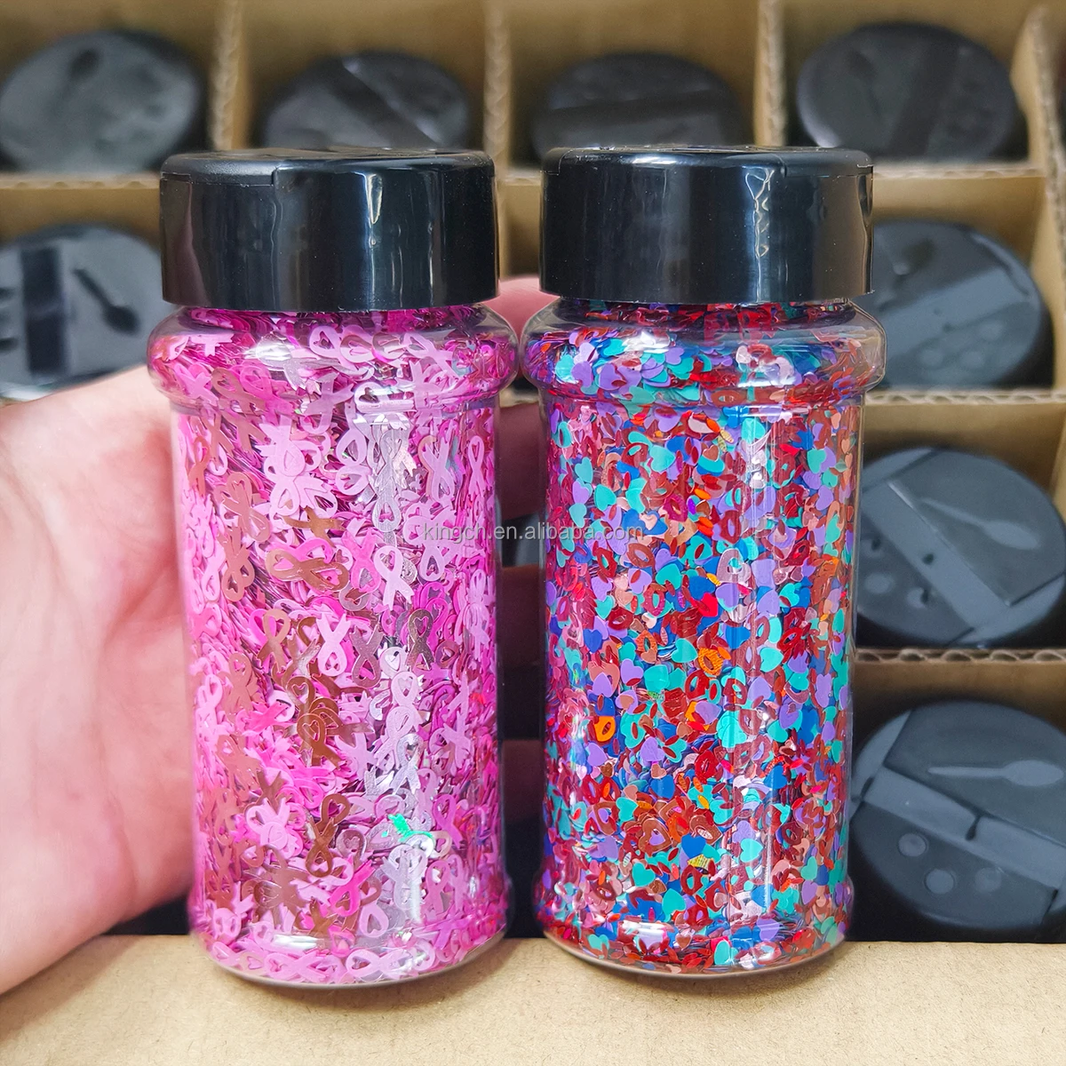 product us warehouses 24 bottles holographic nail sequins shapes mixed iridescent nail glitter flakes heart manicure decorations sets-9