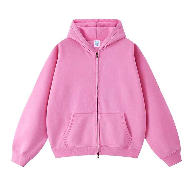 Vintage Acid Stone Wash Pull-Zip Hooded Sweatshirt Zipper