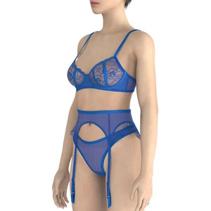 Chinese Factory Women's Sexy Lace Bra Brief Sets Transparent Underwear Bow Embroidery Adjusted-Straps Customizable Cup Waist