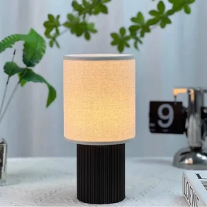 Charging Table Lamp for Living Room and Dining Room, Nordic Minimalist Bedroom Bedside Linen Lampshade, Night Light