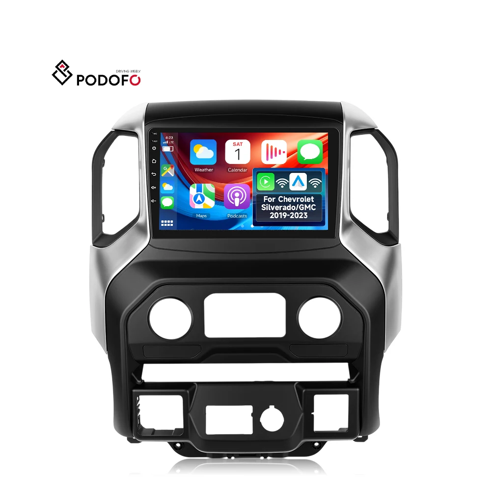 Podofo 9-inch 4+64G Car Audio Android Car Radio for Chevrolet Silverado/GMC 2019-2023 Wireless Carplay/Android Auto Wholesale A8508A3662