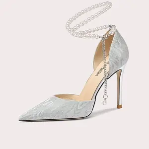 Customized Color Material and Size Bridal Wedding Shoes for Valentine's Day Office Parties Champagne Color Thin Spring