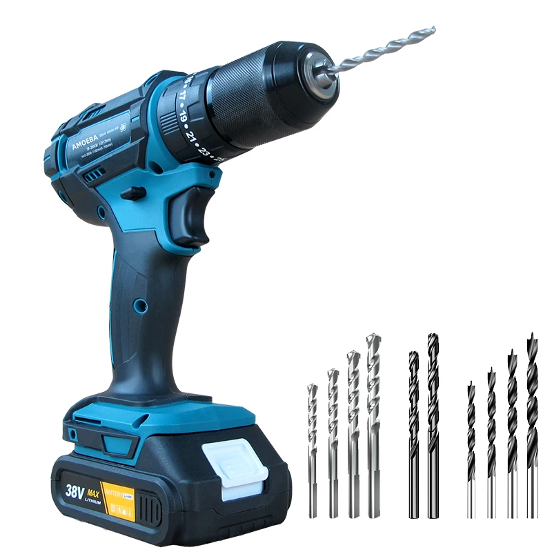 Factory Power Drills Kit 12v Portable Electric Cordless Brushless 18V WOOD DRILL Lithium Battery Heavy Duty Hand Drill Machine