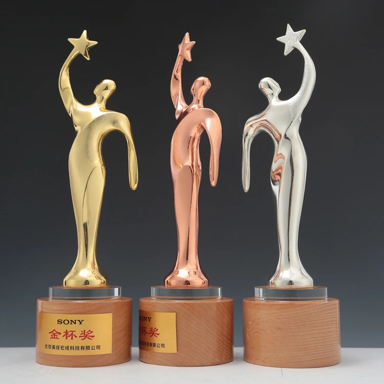 High Quality Custom Champion Metal Academy Awards Crystal Awards For Ceremony Gifts