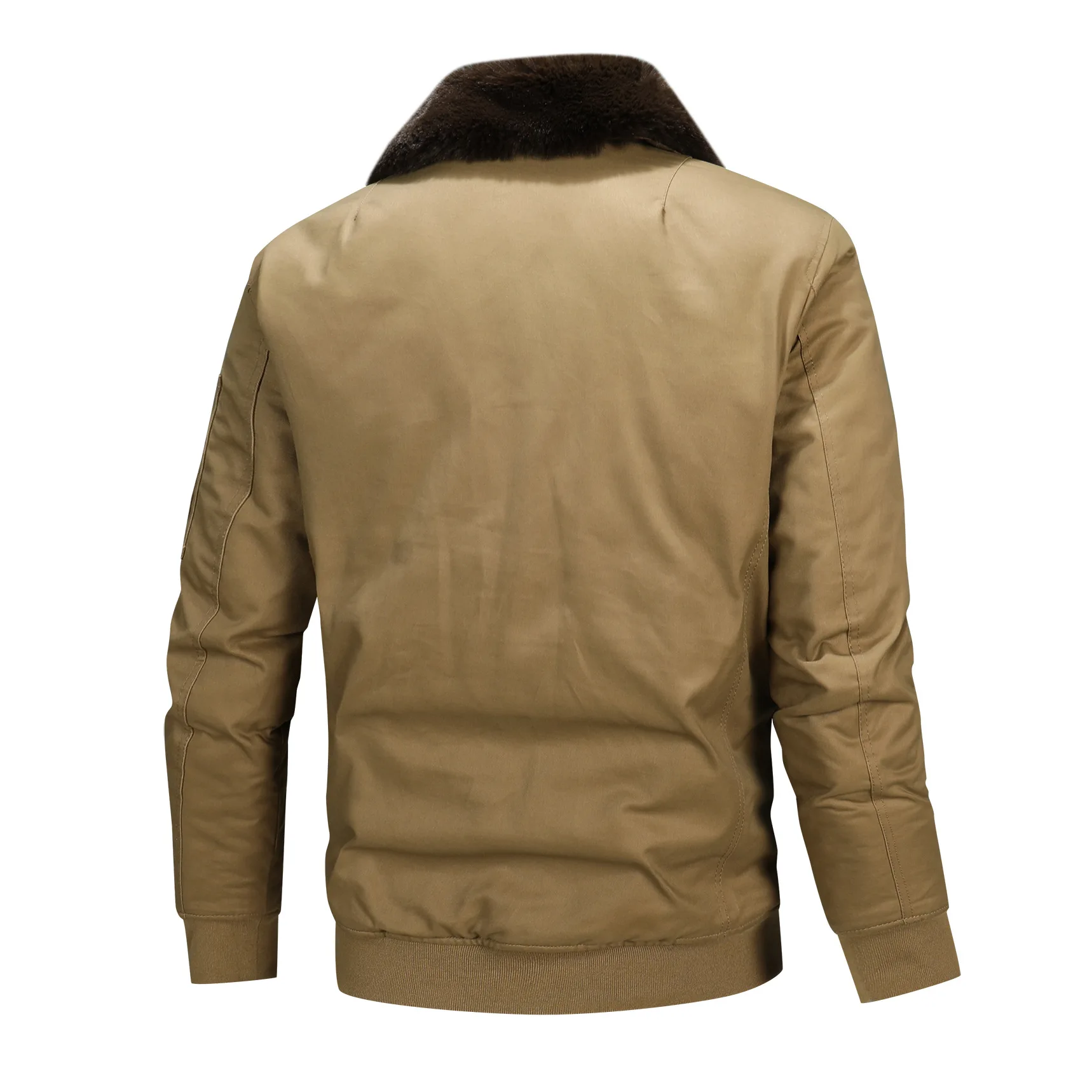 Men's Pilot Jacket With Fur Collar Warm Cotton Outdoor Coat_voghion.com