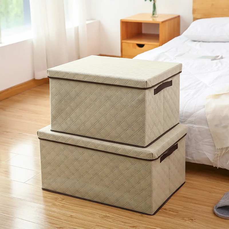 Foldable Clothes Organization Non Woven Blanket Quilting Storage Boxes for Bedding