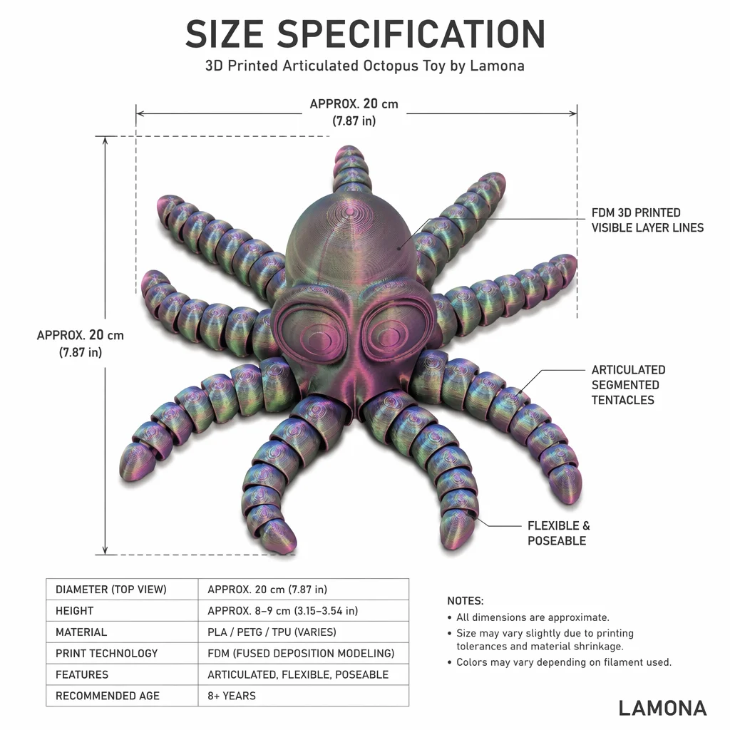 3D Printed Articulated Octopus Fidget Toy preview 3