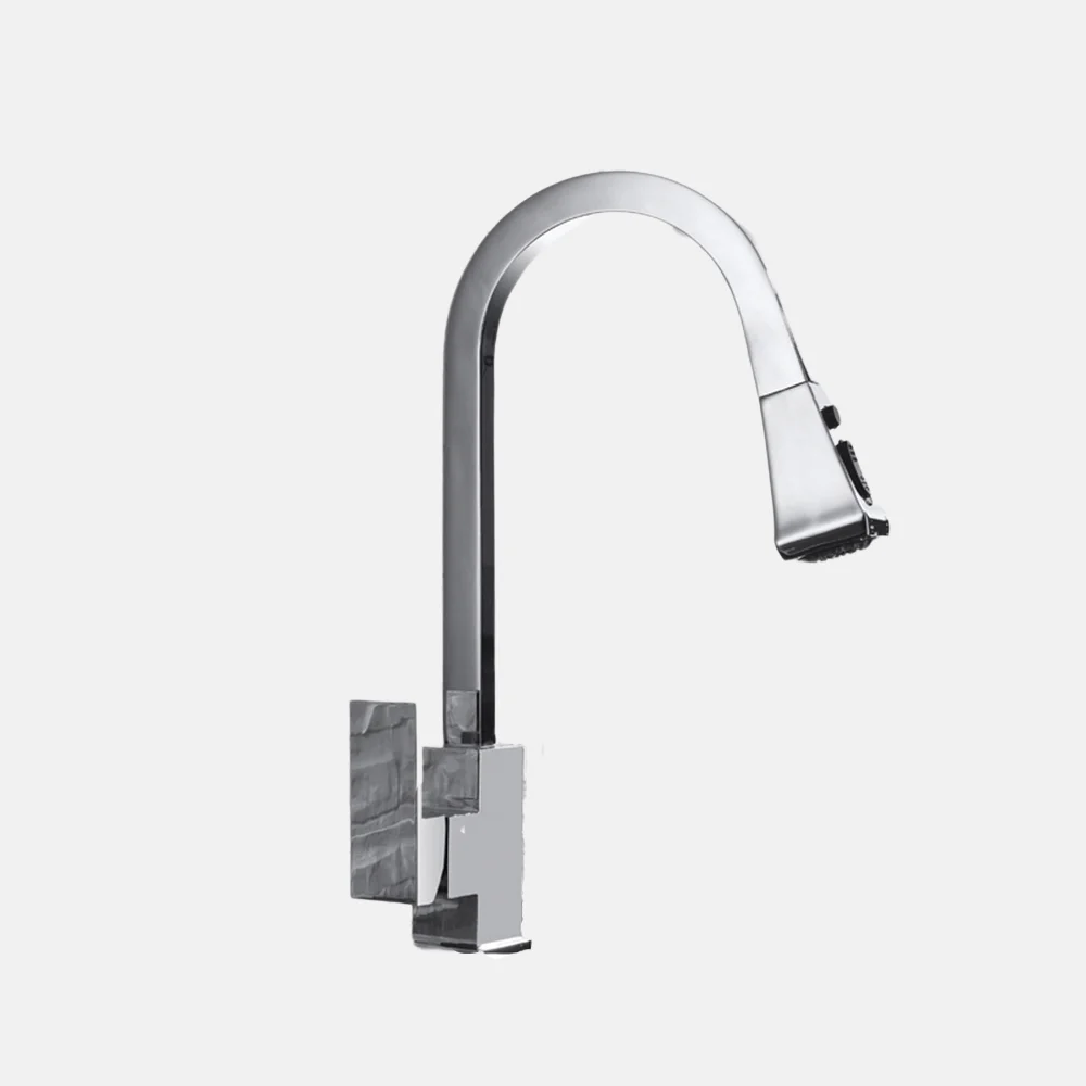 Modern Chrome Brass Kitchen Faucets Pull Out Brass Deck Mounted Hot Cold Kitchen Faucets