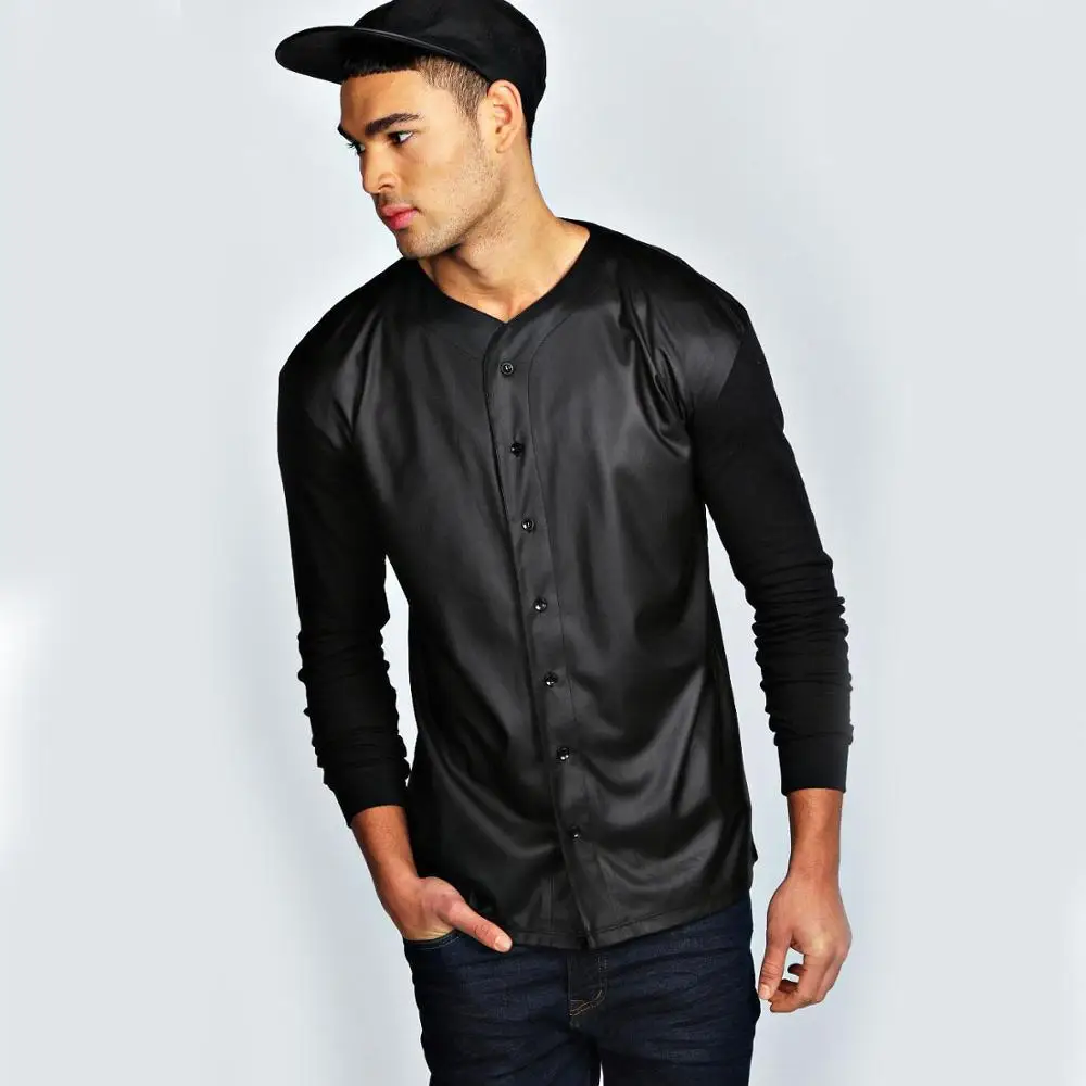 camiseta de couro masculina