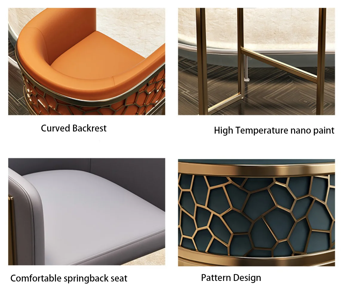 Popular Modern Bar Chairs Luxury Counter Height Orange Breakfast Bar