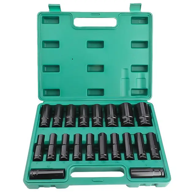 20 Pieces Socket Spanner Set Lengthened Pneumatic Hexagonal Sleeve Electric Wrench Sleeve Set wrench set ratchet