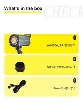 NiceFoto LA-2000A 200W Professional Video Continuous LED Film Photography Studio Light detail image
