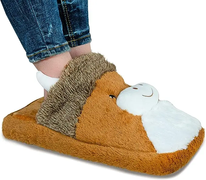 Foot Warmer,2l Hot Water Bottle Slippers,Heated Slippers Pad For Feet,Plush Cow Animal Feet
