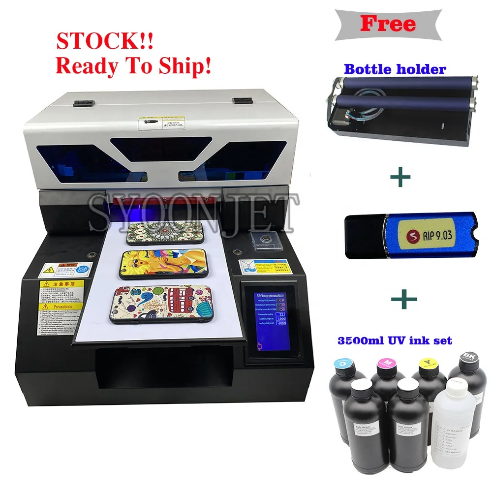 2019 Newest Model A4 Full Automatic UV T Shirt Combo Printer with 3500ml Ink Set