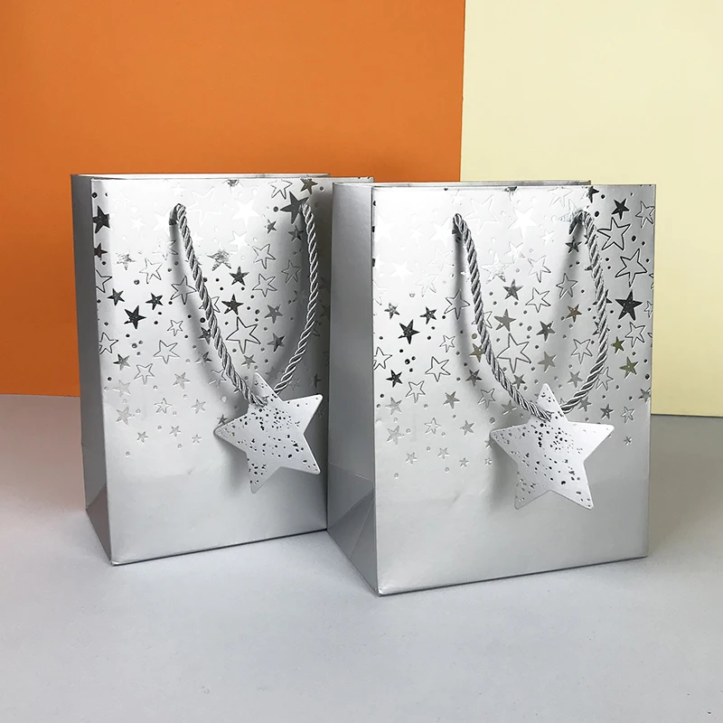 Holiday Gift Bags | Lipack Wholesale Custom Low Price Silver Paper Bag Birthday Silver Gift Bag