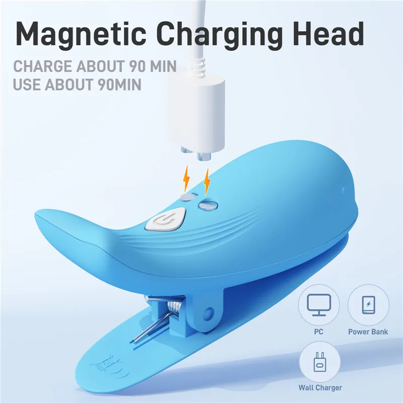 New Wireless Remote Control Magnetic Charging Dolphin Breast Clip Vibration Chest Massage  Masturbator SM Electro Nipple Clamp