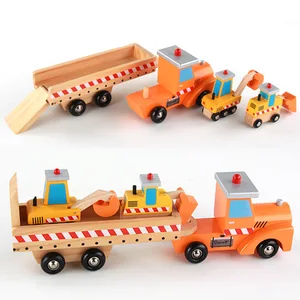 Hot-selling Wooden Educational Car Toys for Boy Gifts Construction Vehicles Engineering Toddler Boys Truck Toy