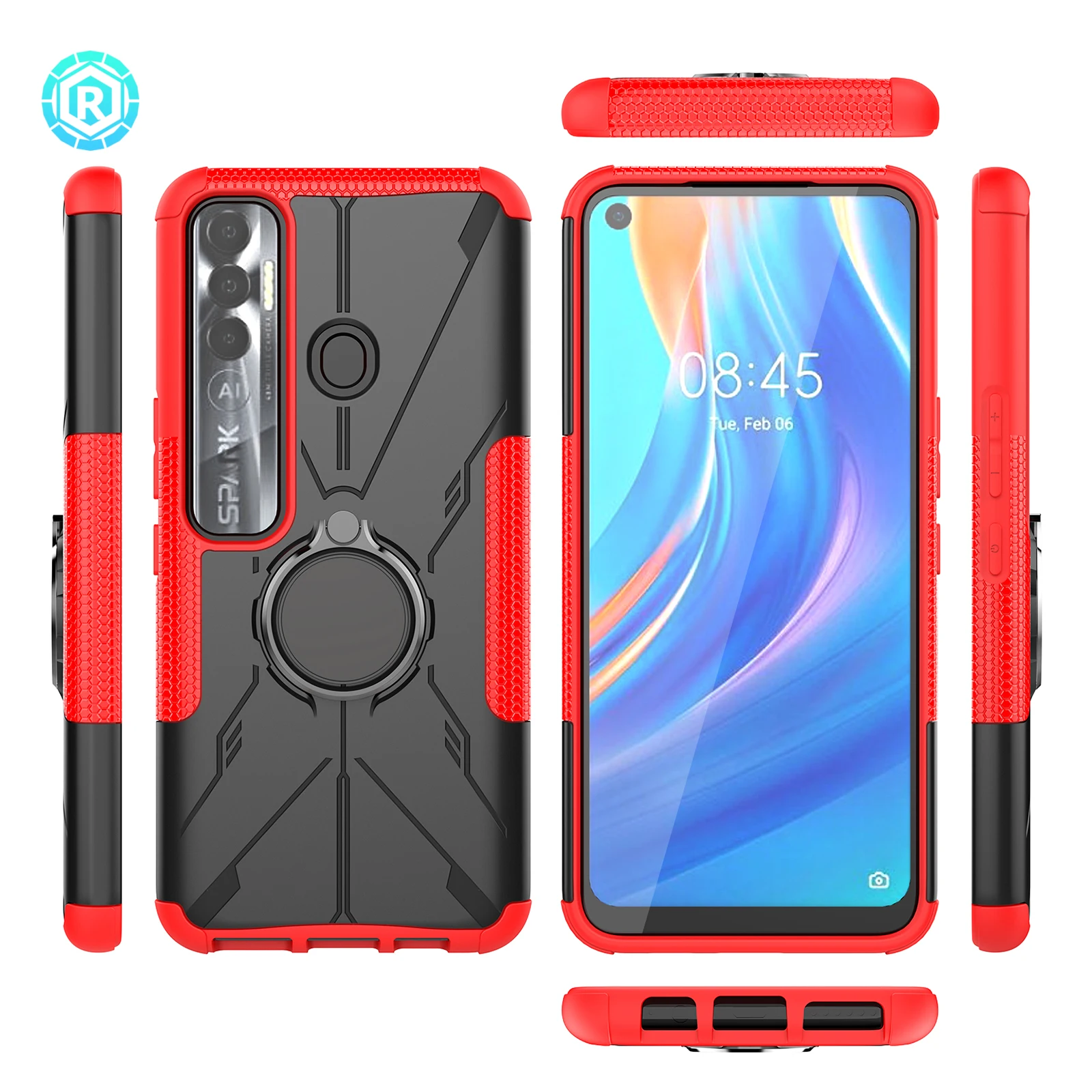 Чехол Mecha для мобильного телефона, чехол из ТПУ и поликарбоната 2 в 1, ударопрочный, с поворотом на 360 градусов, аксессуары для мобильного телефона, чехол для Tecno Spark 7 Pro