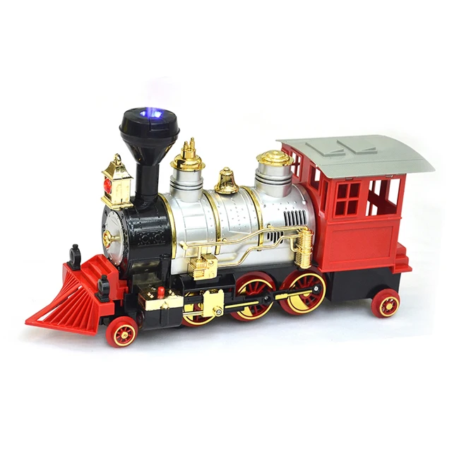 Modelo de trem a vapor infantil, brinquedo elétrico, concerto leve, spray  de fumaça, aniversário do menino, presente de Natal - AliExpress