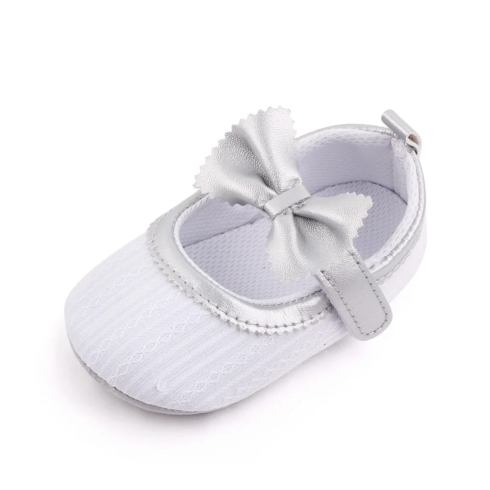New Solid Color Bow Knit Baby Spring and Autumn Soft Sole Non-slip Princess Walking Shoes factory