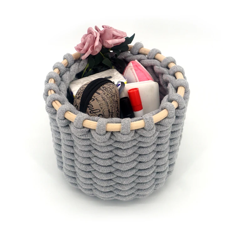 Wholesale White Woven Cotton Rope Plant Storage Basket Buy Woven