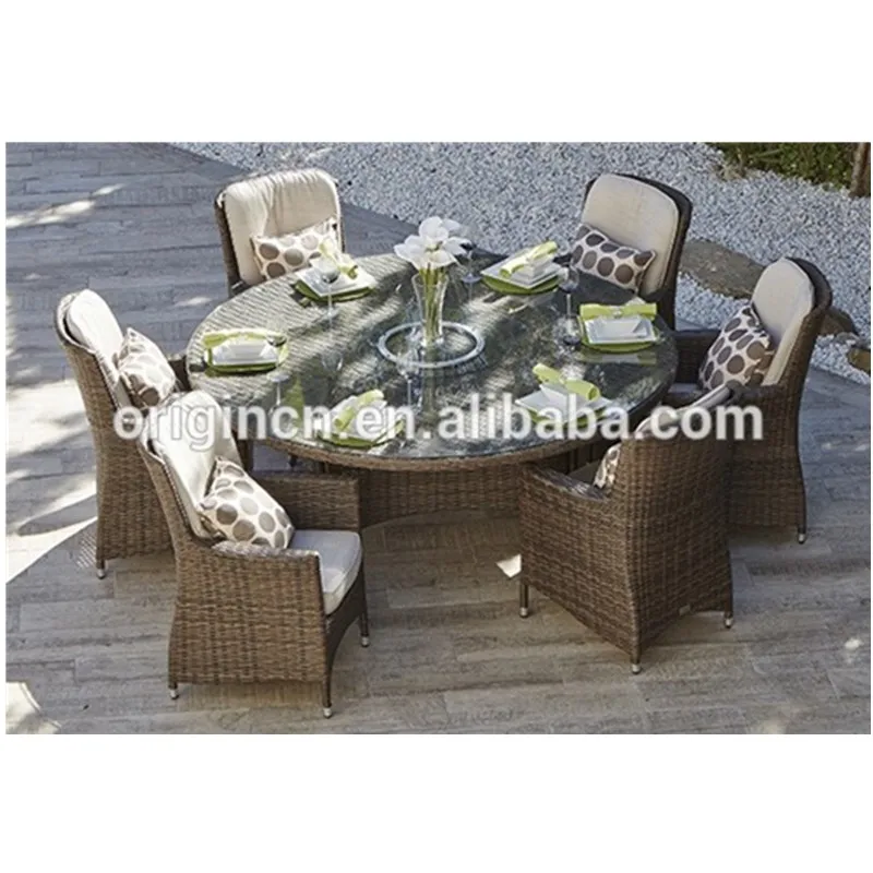 6 Seater Lazy Susan Design Luxury Outdoor Furniture Armchair Farmhouse Round Dining Table Set Buy Round Dining Table Set Outdoor Rattan Furniture Round Dining Table Lazy Susan Product On Alibaba Com