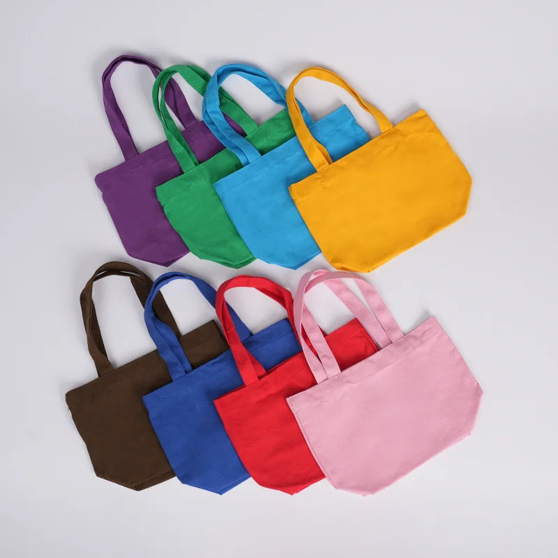 Manufacturer Wholesale Henghua All-Cotton Blank Ready-Stock Customizable Flocking Mini Canvas Bag 30x20x10cm Handheld Bag
