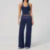 Navy Dots Wide Leg Pants Set