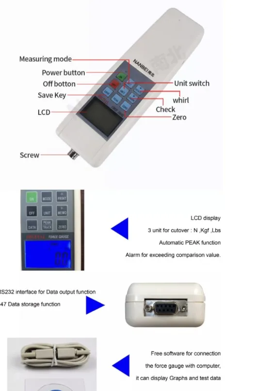 Hf500 Digital Pull Push Force Gauge Meter Buy Pull Push Force Gauge