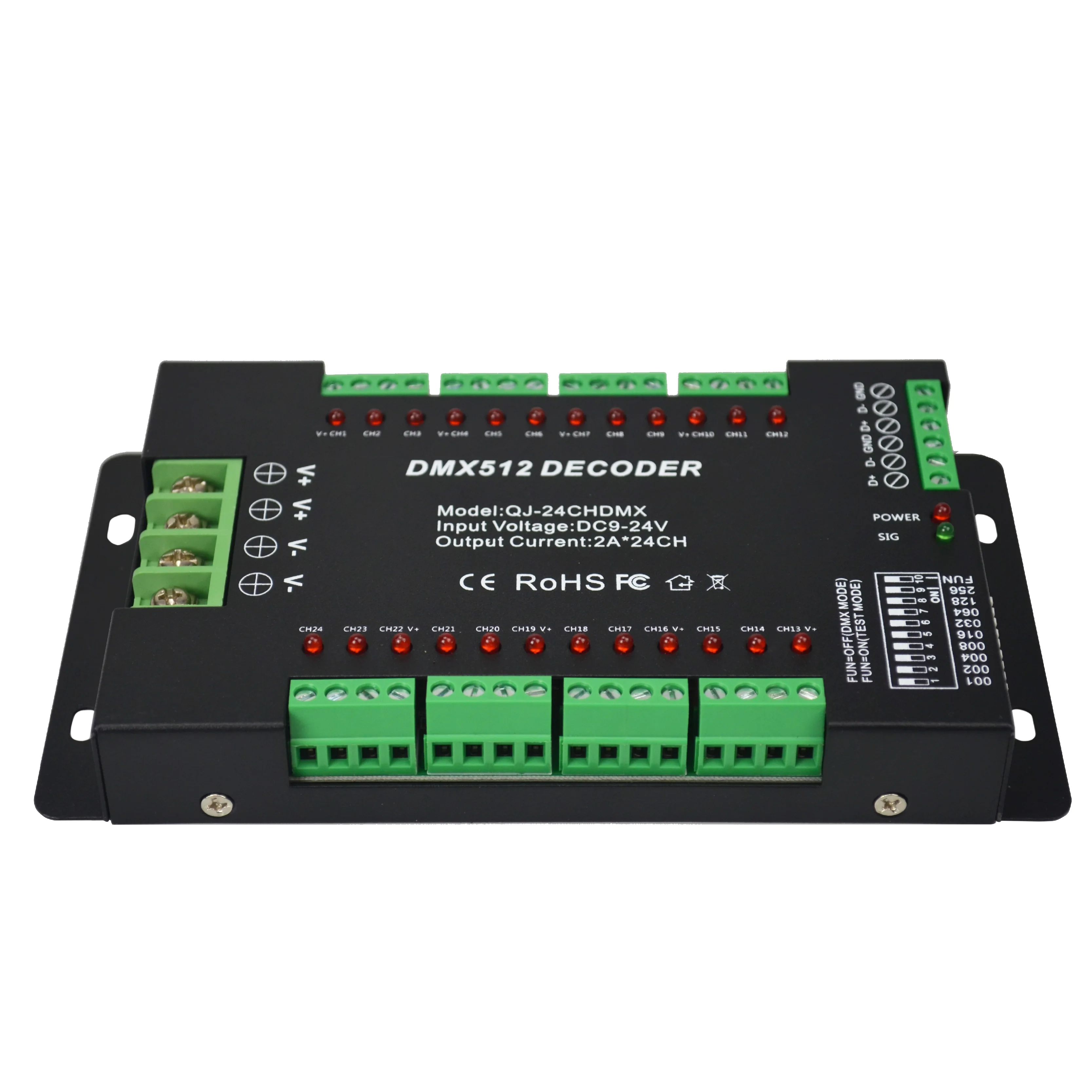 24 Channel RGB DMX512 LED Decoder with Indicator Light Control Single or RGB Lamps for Adversting Module