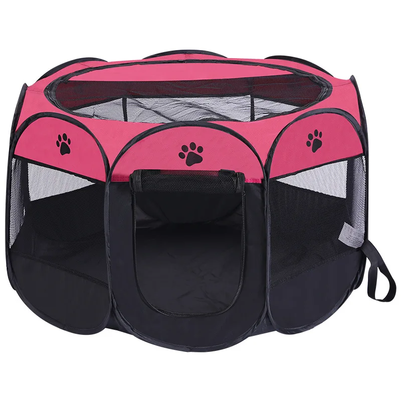 product popular retangular shape breathable mesh 600d oxford fabric foldable portable folding pet playpen for indoor dogs and cats-58