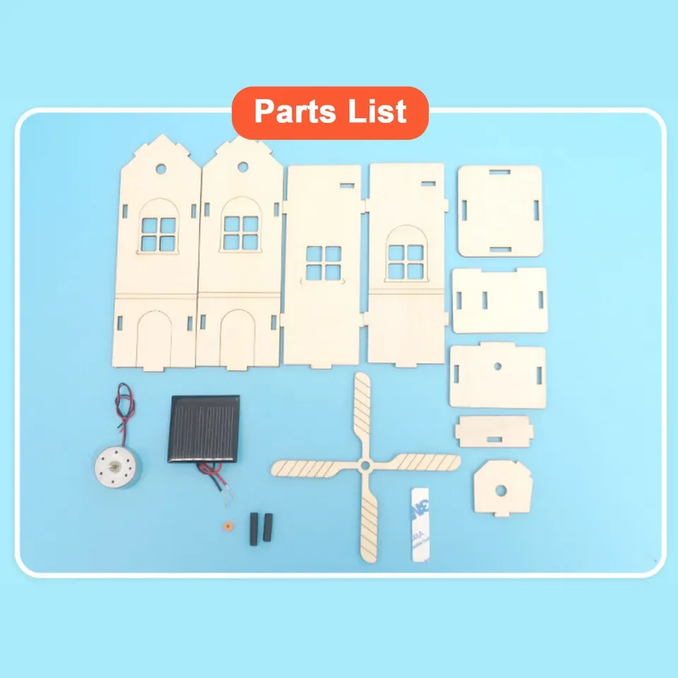 Modèle 3D de maison éolienne en bois DIY - Jouet éducatif STEM pour enfants