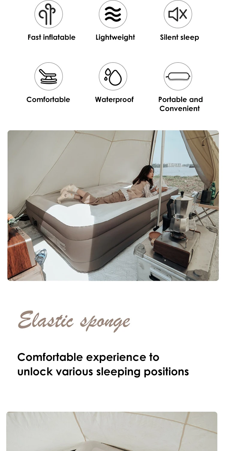 Twin Double Self Inflatable Air Mattress Bed With 220v Builtin Electric Pump For Home,Automatic