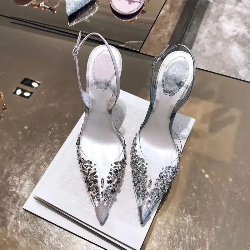 Xinzi Rain Luxury Bridal Shoes Customized Point Toe Rhinestones Sling ...