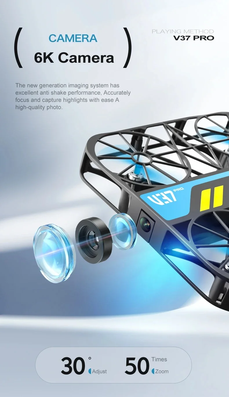 Factory V37 Pro Square Drone 4K HD Camera FPV Live Video Gravity Sensor One Key Take-off Remote Control Small Selfie Drone Toys