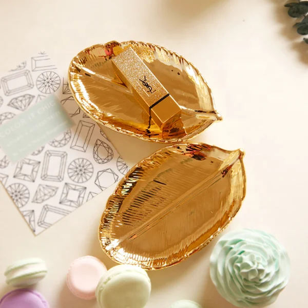 Современный роскошный женский лоток для хранения ключей керамические лотки ювелирных изделий с гальваническим золотым