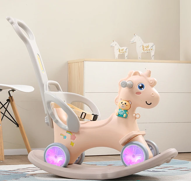 Updated Children Plastic 2 in 1 Baby Riding Toy Animal Rocking Horse for Kids