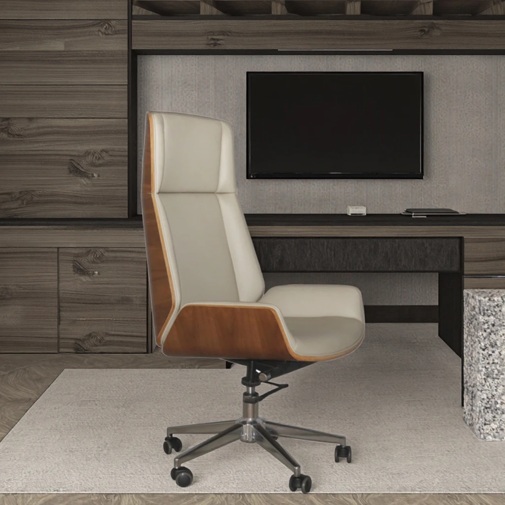 Mid Back Office Task Chair PU Leather Surface Fixed Tilt Angle Ergonomics Support 6